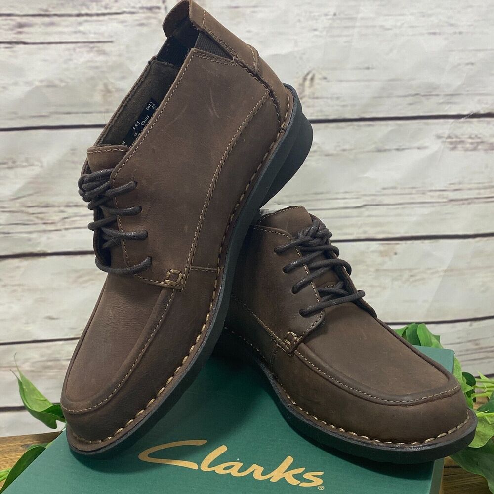 VTG Clarks Bendables Woman's Ankle Boot Brown Leather Upper 5.5M Shoes 5 1/2 M